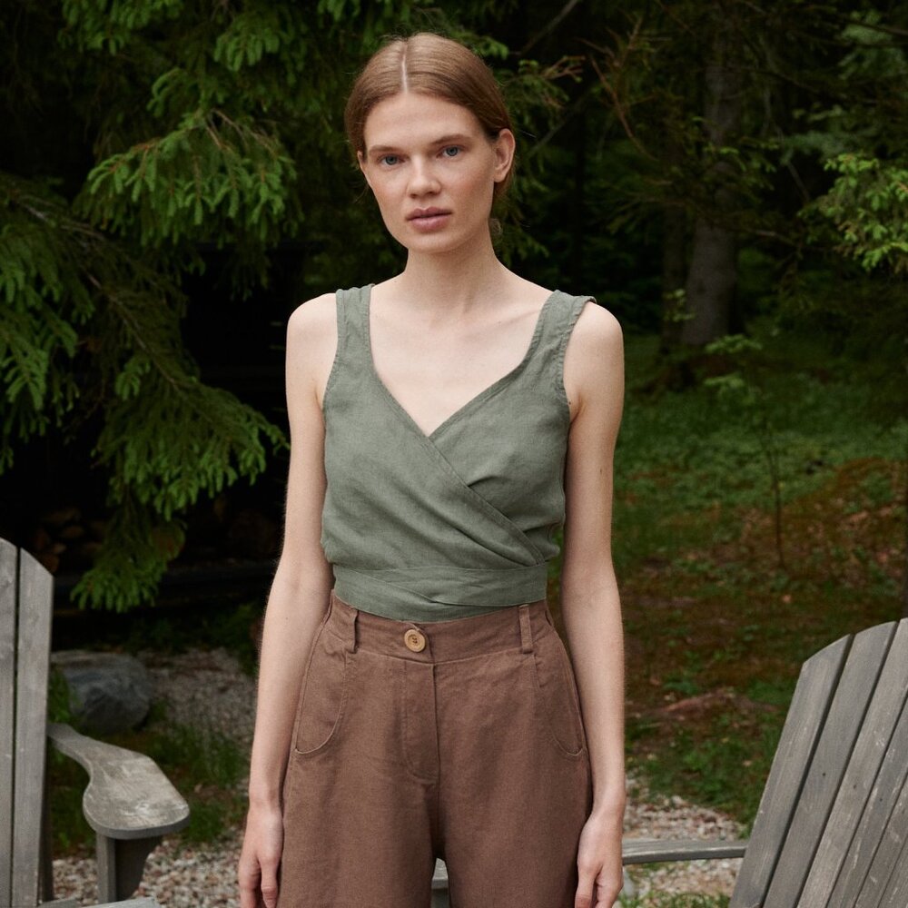 Linenfox Soja Top Green Linen S-M